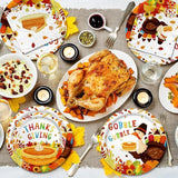 Thanksgiving Turkey Party Kit Autumn Disposable Dinnerware Set with Plates and Napkins for 50