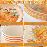 170PCS Thanksgiving Dinnerware Set for 24 Guests with Pumpkin Themed Plates for Fall Party