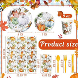 400pcs Fall Party Dinnerware Set Plates Napkins Cups Cutlery Autumn Pumpkin