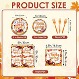Happy Thanksgiving Tableware Set: 96 Pcs Plates, Napkins & Forks for Fall Dinner
