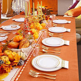 Thanksgiving Plastic Plates Set: 125 Pcs Dinner, Salad Plates & Cutlery for 25