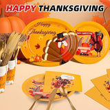 Thanksgiving Paper Plates Set: 210 Pcs for 30 Guests - Plates, Napkins & Cutlery