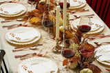 HEAVYWEIGHT Thanksgiving Plastic Plates Set: 175 Pc Rose Gold Trim - Serves 25