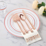 Rose Gold Dinnerware Set: 175 Pcs Plates, Napkins, Cups & Cutlery - Serves 25