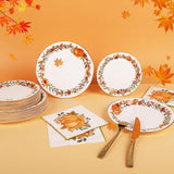 Fall Paper Plates & Napkins Set: 200 Pcs Pumpkin Dinnerware - Serves 50