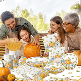 Thanksgiving Disposable Plates Set: 176 Pcs Gold Silverware, Cups, Napkins & Tablecloth