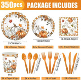 Fall Pumpkin Party Supplies: 68 Pcs Plates, Cups & Napkins for 24 Guests