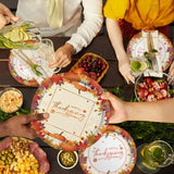 Thanksgiving Plates & Napkins Set: Maple Leaves Dinnerware and Tablecloth - Serves 25