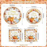 40 Pcs Happy Thanksgiving Plates & Napkins Set: Fall Pumpkin Watercolor Dinnerware