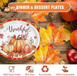 50 Pcs Thanksgiving Oval Plates & Maple Leaf Napkins - Large Fall Dinnerware Set