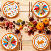 Thanksgiving Turkey Party Supplies Kit with Plates Cups Napkins and Tablecloth for 25