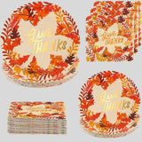Thanksgiving Paper Plates and Napkins Set 96 Pack Fall Disposable Dinnerware for 24 Guests
