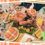 Thanksgiving Party Supplies Set 24 Pack Fall Gingham Disposable Plates Napkins and Cutlery