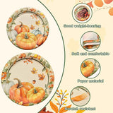 Pumpkin Thanksgiving Tableware Set: Disposable Plates, Napkins, Forks - 24 Guests