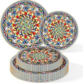 Boho Paper Plates Set 100 Pcs Vintage Disposable Dinner and Dessert Plates for Party