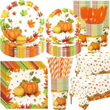 Fall Thanksgiving Party Supplies 452 Pcs Pumpkin Plates Napkins Cups Cutlery for 50