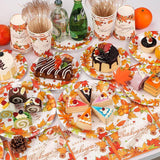 Thanksgiving Party Supplies Set Disposable Plates Cups Napkins and Cutlery for 24 Guests