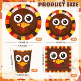 Thanksgiving Turkey Tableware Set 96 Pcs Disposable Plates Napkins and Cups for 24 Guests