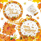 Happy Thanksgiving Party Supplies 192 Pcs Plates Napkins and Tableware for Fall Dinner Party