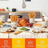 Thanksgiving Turkey Party Tableware Set: 24 Disposable Plates, Napkins, Cups, Cutlery