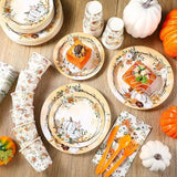 Fall Pumpkin Party Dinnerware Set: 50 Guests Disposable Tableware