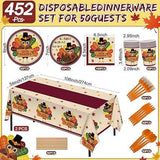 452PCS Turkey Thanksgiving Party Set for 50 Guests with Plates, Cups, Napkins & Cutlery