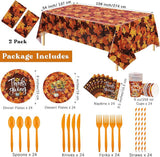 Thanksgiving Party Tableware Set: Maple Leaf Theme, 24 Guests