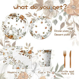 24PCS Fall Paper Plates and Napkins Set with Little Pumpkin Design for Autumn Parties