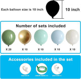 Matte Sage Green Blue Gold Balloons 60pcs 10inch for Baby Shower Wedding Party