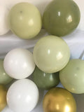 Pastel Sage Green Gold Balloons 60pcs 12inch Olive White for Baby Shower Party