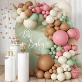 Blush Balloon Arch Kit: Pink, Green, Brown, White - 166 Pcs