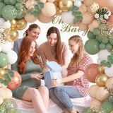 Sage Green Balloon Garland Kit: Peach, White & Gold Party Arch