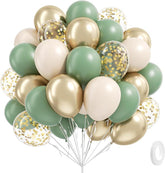 Sage Green Balloons 60pcs 12inch Sand White Gold for Baby Shower Wedding Party