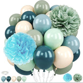 Dusty Green Blue Balloons 12inch Pastel White Sand Beige for Baby Shower Party