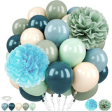 Dusty Green Blue Balloons 12inch Pastel White Sand Beige for Baby Shower Party