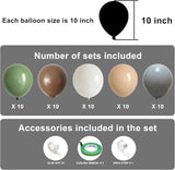 Sage Green Brown Nude Balloons 50pcs 10inch White Gray for Baby Shower Party