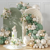 Sage Green Balloon Arch Kit: Pearl, Gold & Clear Balloons