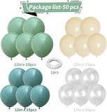 Sage Green Balloon Set: 50-Piece Baby Shower, Wedding Decor