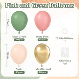 Pink and Green Balloon Set 60 Pcs for Baby Shower Birthday and Party Decor