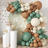 155pcs Sage Green Brown White Balloon Garland Kit for Jungle Safari Party Decor