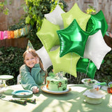 18 Inch Green Star Foil Balloons for Jungle, Safari, Football, Kids Party Decor