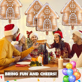 6PCS Gingerbread House Foil Balloons Set for Christmas Holiday Party Decorations