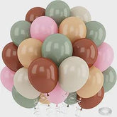 12" Sage Green Pink Brown Balloons for Wild One Safari Jungle Birthday Decor