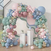173pcs Pink Blue Green Balloon Garland Kit for Baby Shower, Birthday Decorations