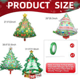 4PCS Christmas Tree Foil Balloons Set for Holiday Party and Xmas Decorations