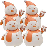 4PCS Christmas Snowman Foil Balloons Set for Holiday Party and Home Decorations