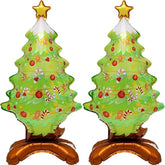 2PCS Self-Standing Christmas Tree Foil Balloons Set for Holiday Party Decorations
