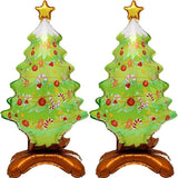 2PCS Self-Standing Christmas Tree Foil Balloons Set for Holiday Party Decorations