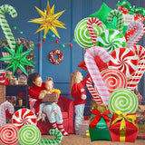 Christmas Foil Balloon Set: 24 Candy Cane, Gift Box Party Decor