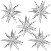 60PCS Silver Star Foil Balloons Set for Christmas New Year and Birthday Party Decorations